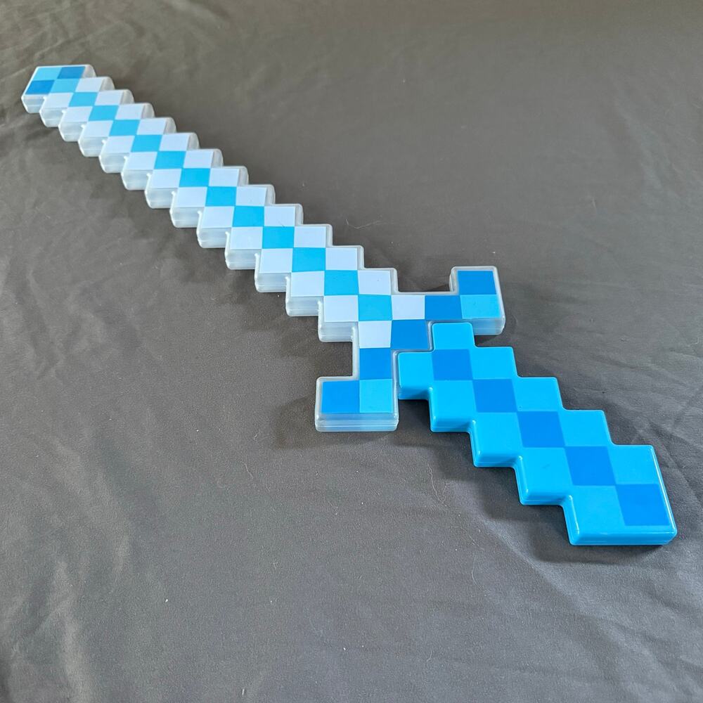 Minecraft Diamond Sword Light Up Pixel Toy Blue White 24" Electronic Cosplay